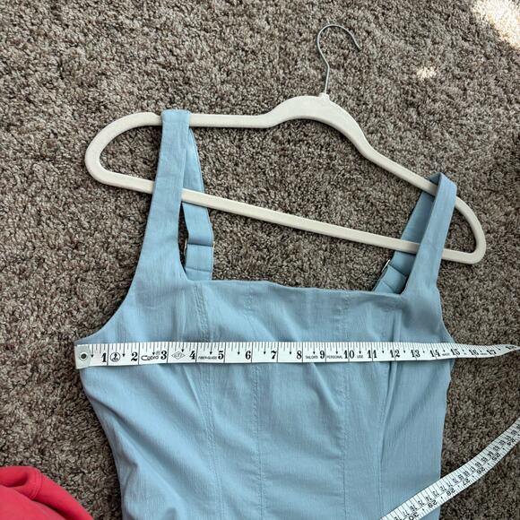 Abercrombie & Fitch A&F Mila Midi Dress A Line Sz Small Lilac Blue Square Neck - Picture 8 of 15